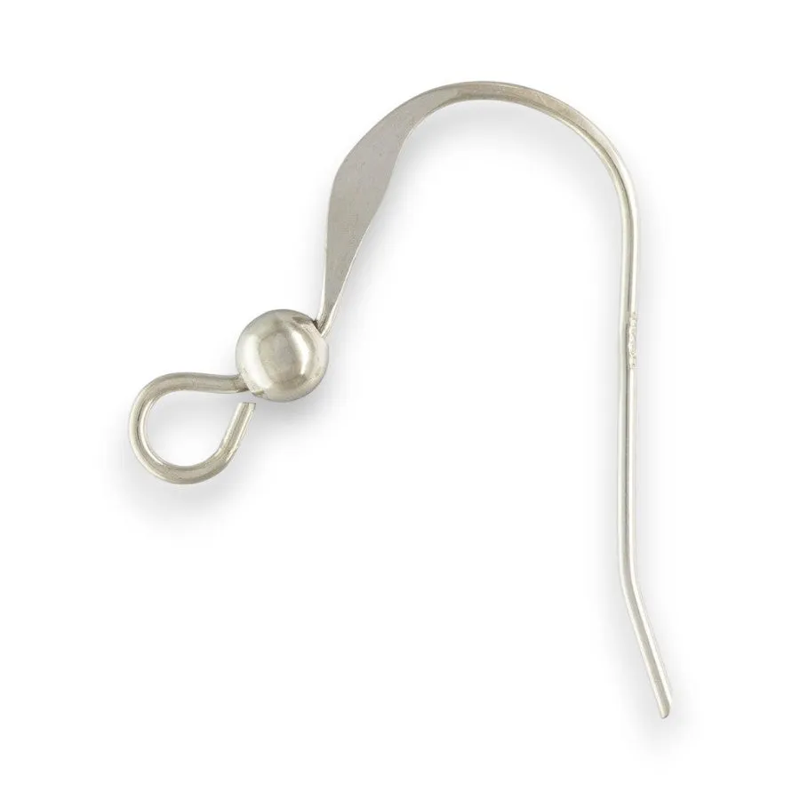 🆕🔗 Earhook / Shepherd Hook (Flat #1 with Bead) in Sterling Silver | Pair 💍💍