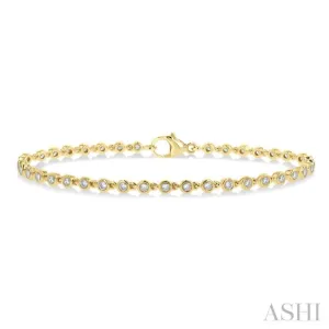 1 ctw Bezel Set Round Cut Diamond Tennis Bracelet in 14K Yellow Gold