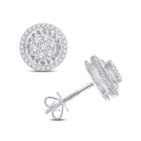 10 Karat White Gold 0.30 Carat Diamond Round Earrings-0126836-WG