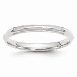 10k White Gold 2.5mm Half Round with Edge Wedding Band Ring