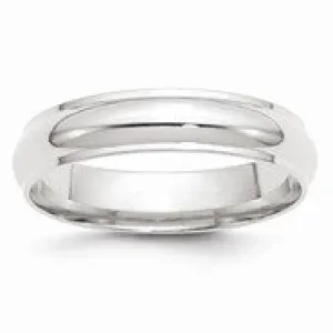 10k White Gold 5mm Half Round with Edge Wedding Band Ring