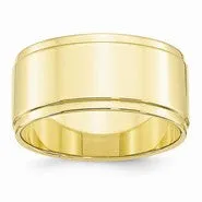 10k Yellow Gold 10mm Flat with Step Edge Wedding Band Ring