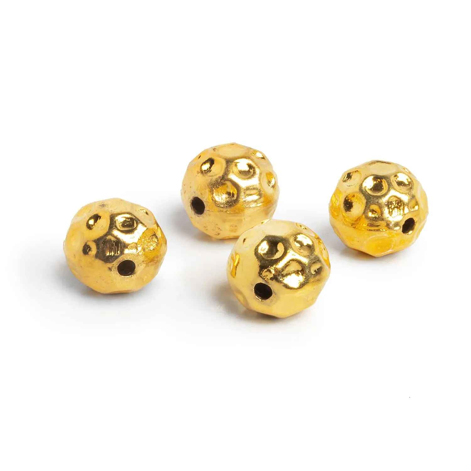 10mm Gold Plated Copper Round Beads 4 Pieces