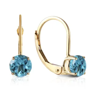 1.2 Carat 14K Solid Yellow Gold Iris Blue Topaz Earrings