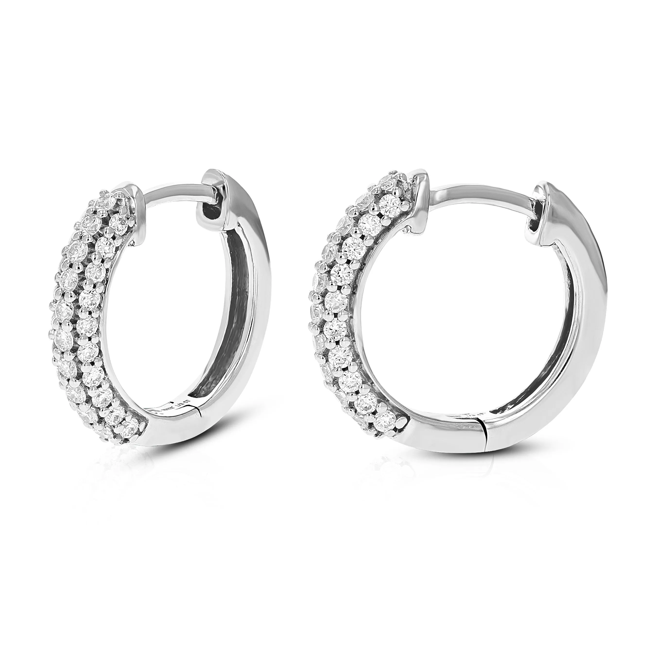 1/2 cttw Lab Grown Diamond Three Row Hoop Earring Sterling Silver