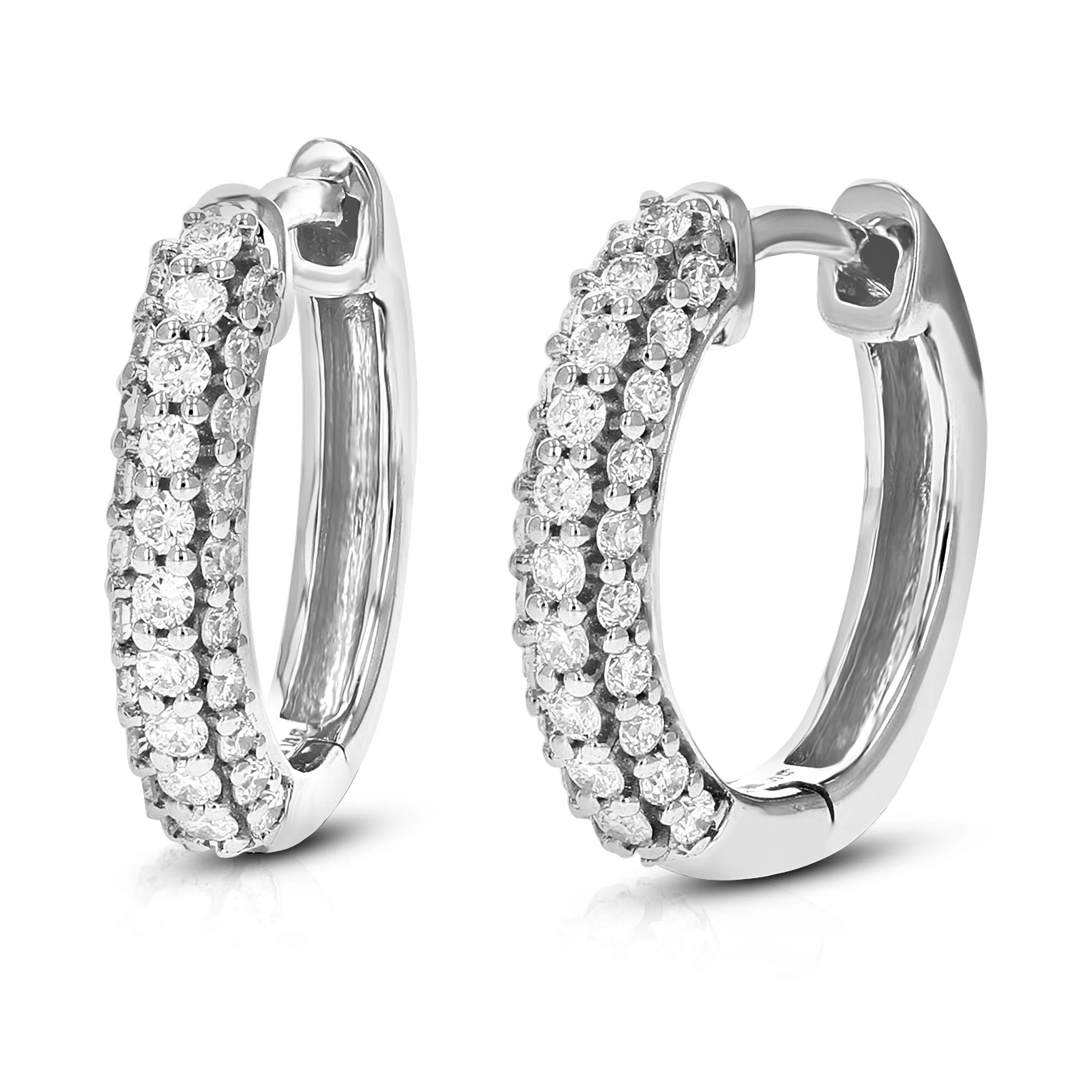 1/2 cttw Lab Grown Diamond Three Row Hoop Earring Sterling Silver