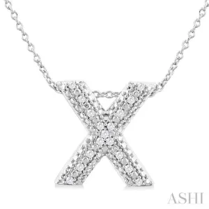 1/20 Ctw Bubble Accent Initial 'X' Round Cut Diamond Fashion Pendant With Chain in Sterling Silver