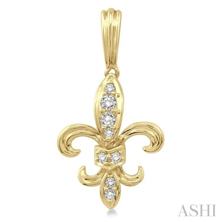 1/4 Ctw Round Cut Diamond FLEUR DE LIS Earrings in 14K Yellow Gold