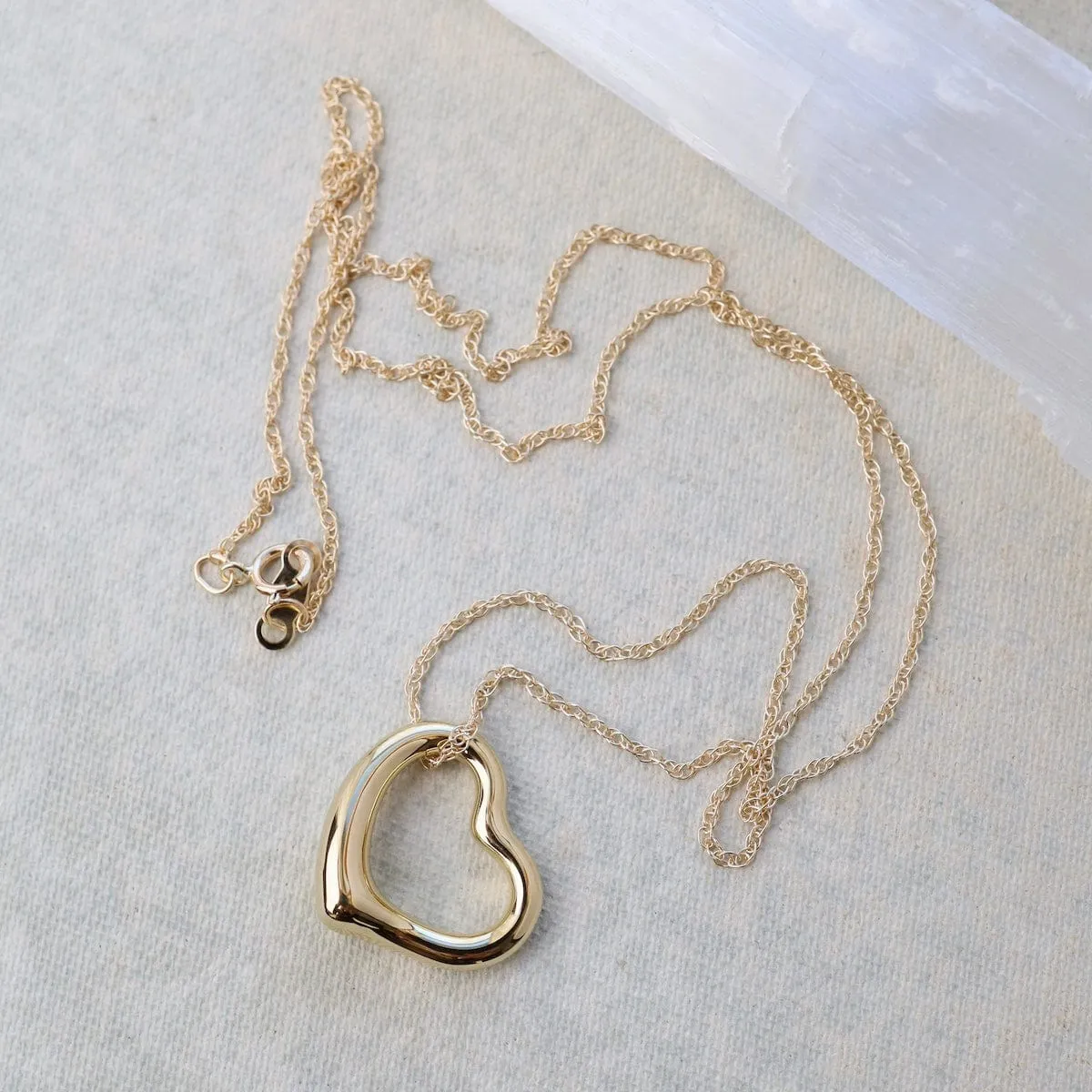 14k Open Heart Pendant Necklace