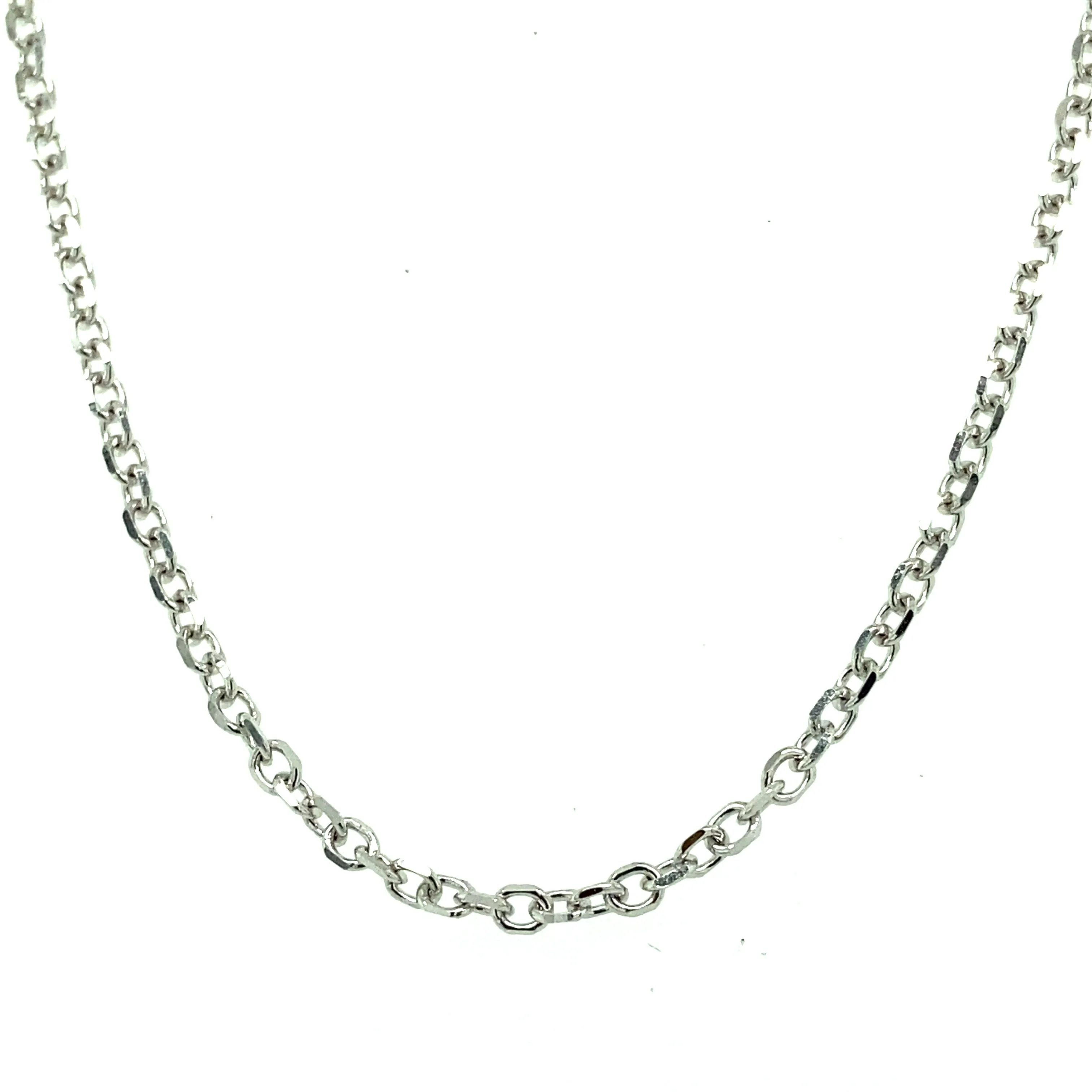 14K White Gold 1.5mm Adjustable Length Cable Chain Necklace