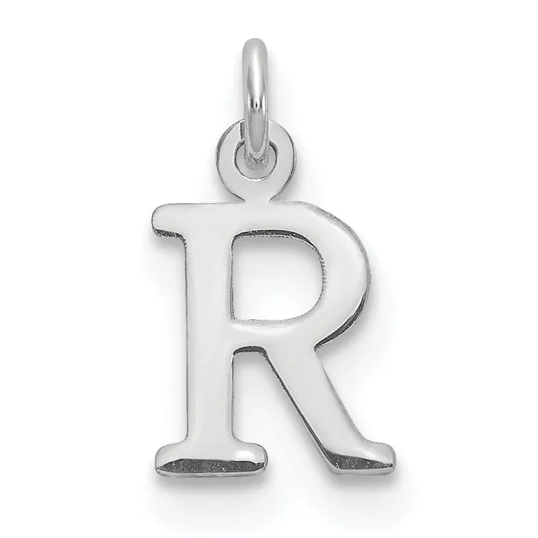 14k White Gold Cut-Out Letter R Initial Design Charm Pendant