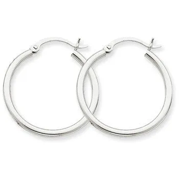 14k White Gold Lightweight Hoop Earrings