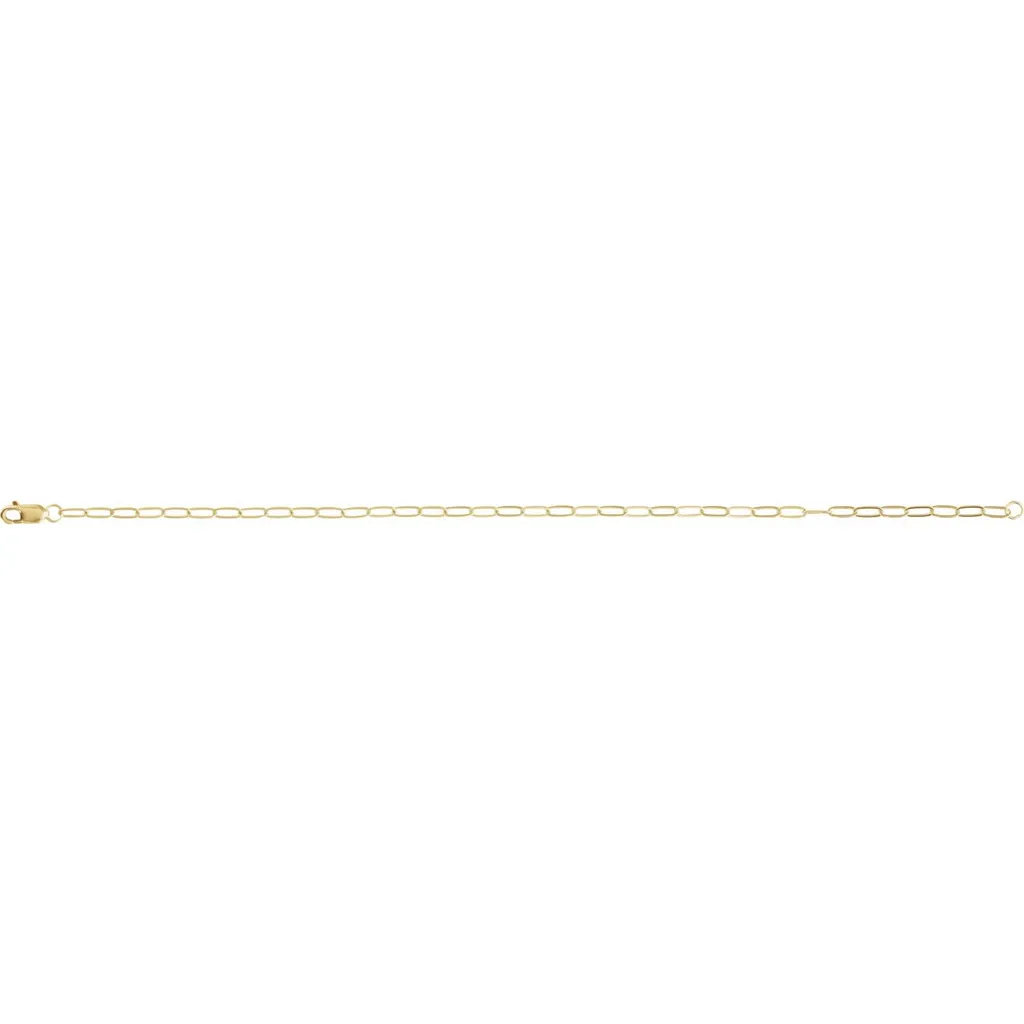 14K Yellow Gold 2.1mm Paper Clip Bracelet