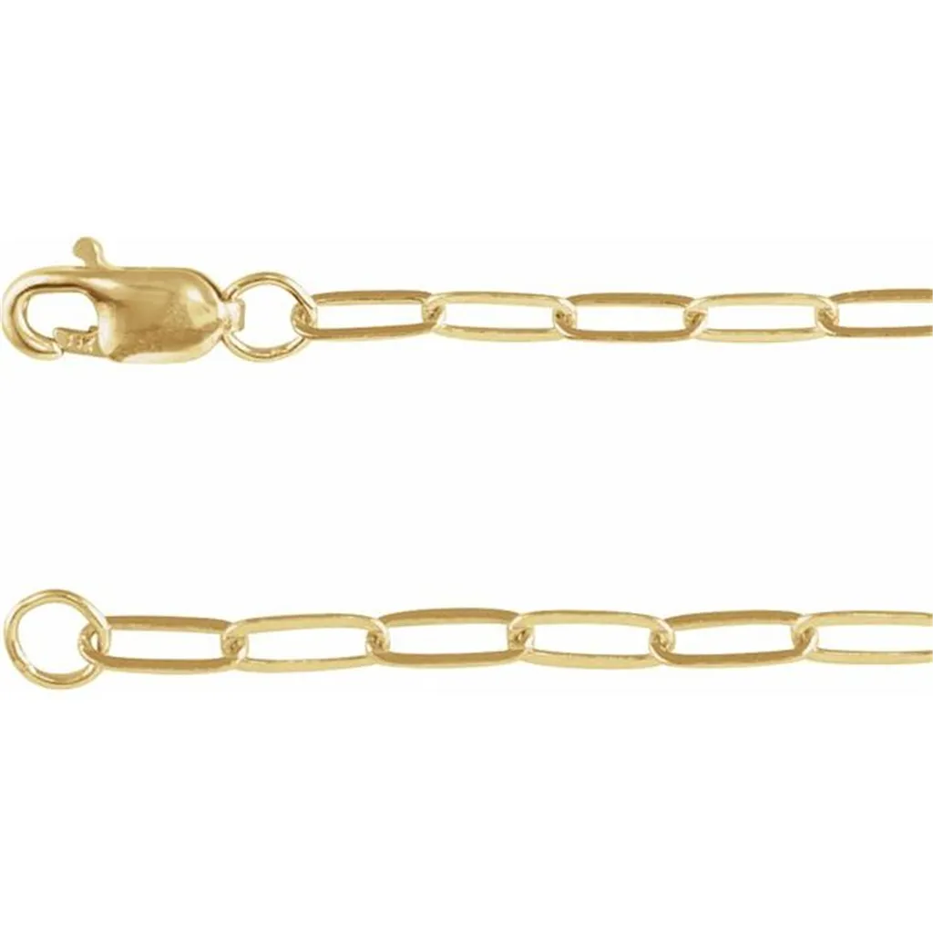 14K Yellow Gold 2.1mm Paper Clip Bracelet