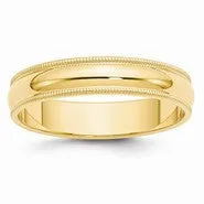 14k Yellow Gold 5mm Milgrain Half-Round Wedding Band Ring