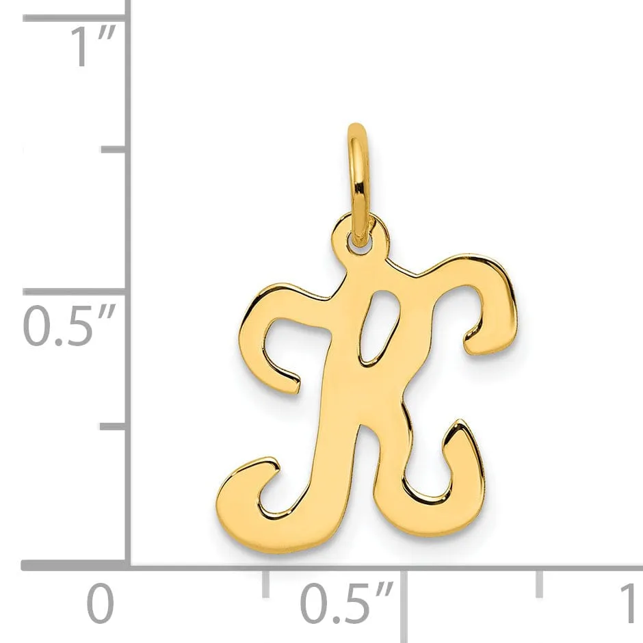 14k Yellow Gold Polished Fancy Initial K Charm