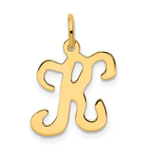 14k Yellow Gold Polished Fancy Initial K Charm