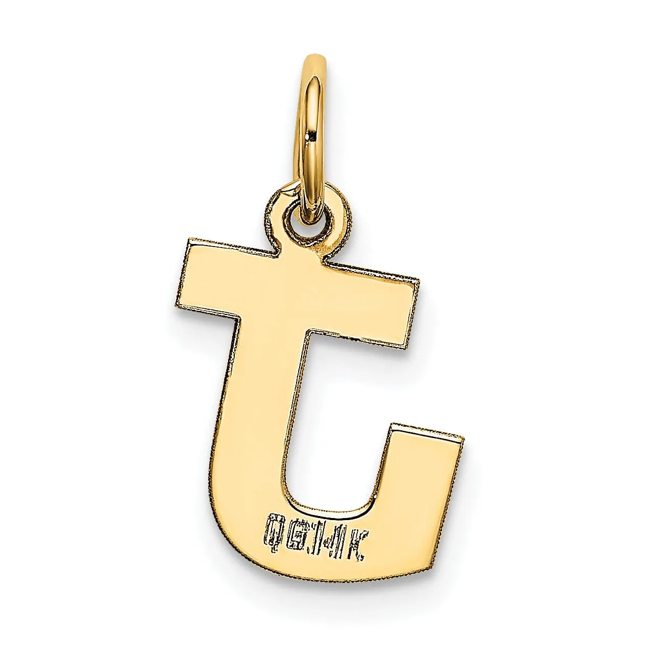 14k Yellow Gold Small Block Design Letter J Initial Pendant