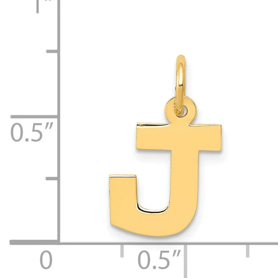 14k Yellow Gold Small Block Design Letter J Initial Pendant