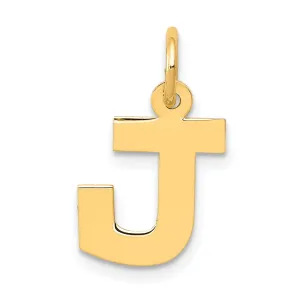 14k Yellow Gold Small Block Design Letter J Initial Pendant