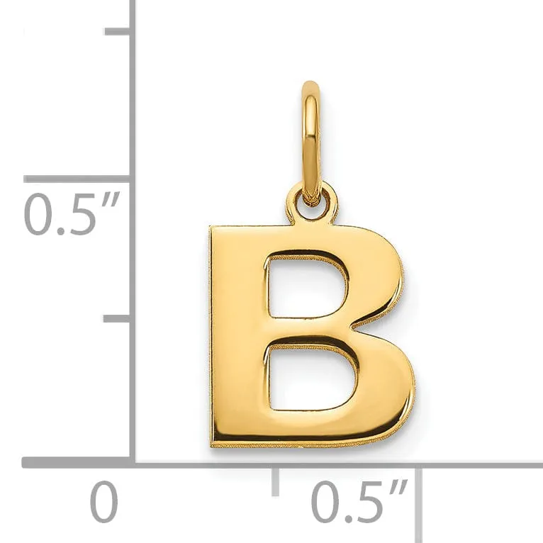 14k Yellow Gold  Small Size Letter B Initial Block Pendant