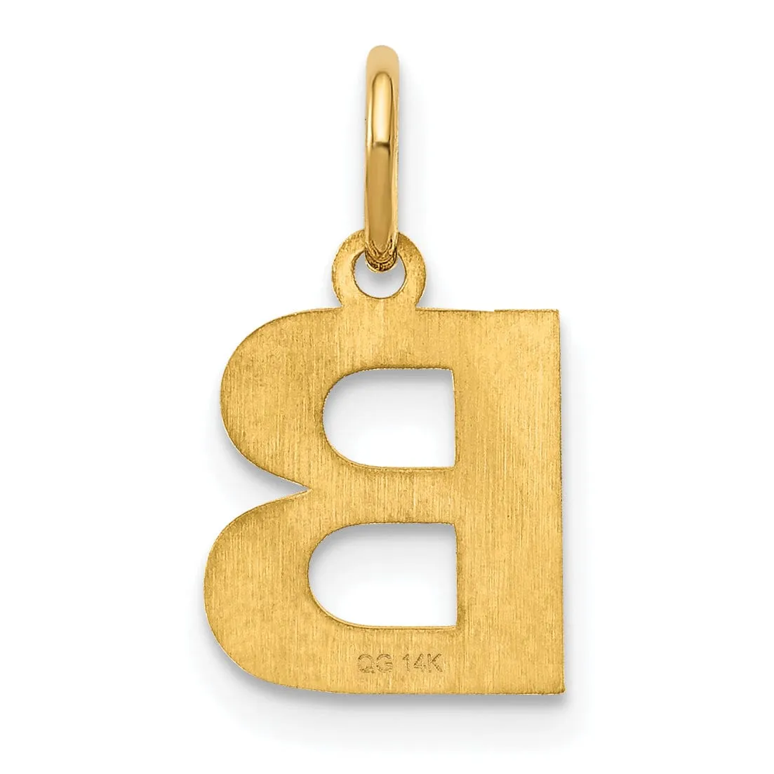 14k Yellow Gold  Small Size Letter B Initial Block Pendant