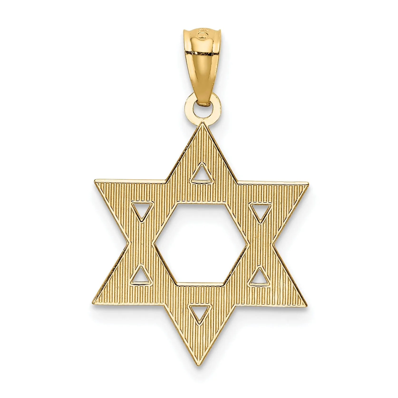 14K Yellow Gold Texture D.C Polished Finish Solid Star of David Pendant