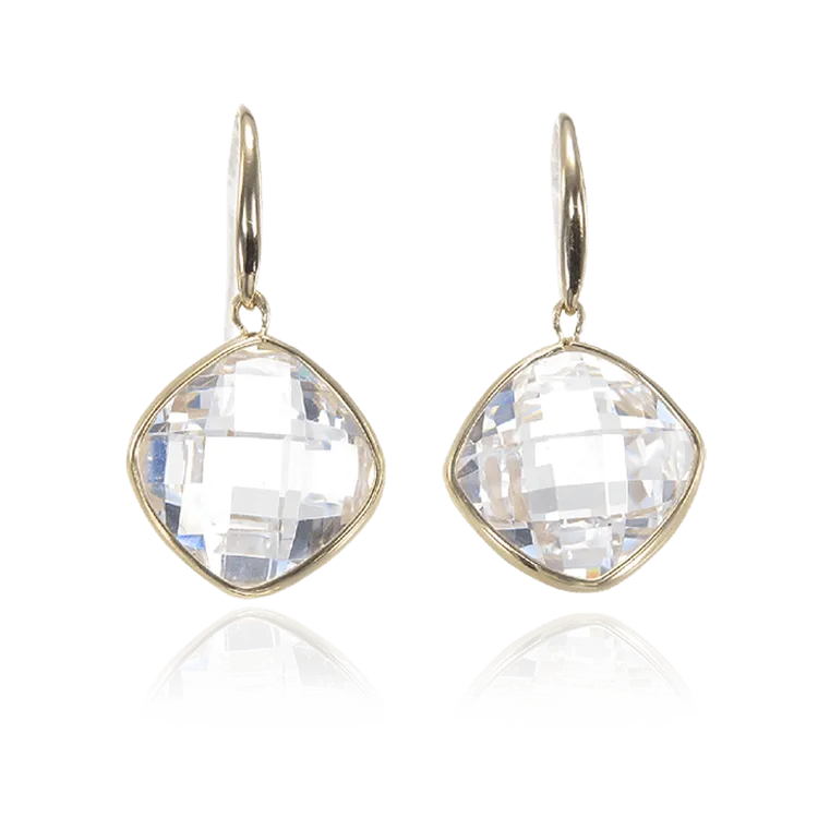 18K Gold Vermeil Sparkling White Earrings