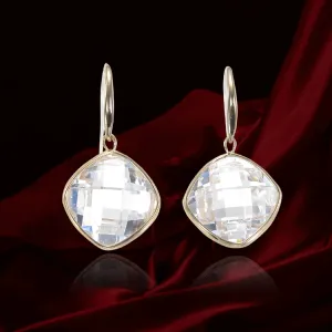 18K Gold Vermeil Sparkling White Earrings