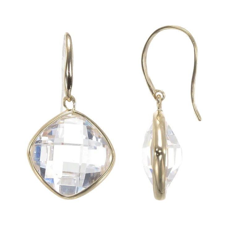 18K Gold Vermeil Sparkling White Earrings