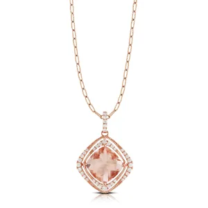 18K Rose Gold Diamond Pendant with Morganite