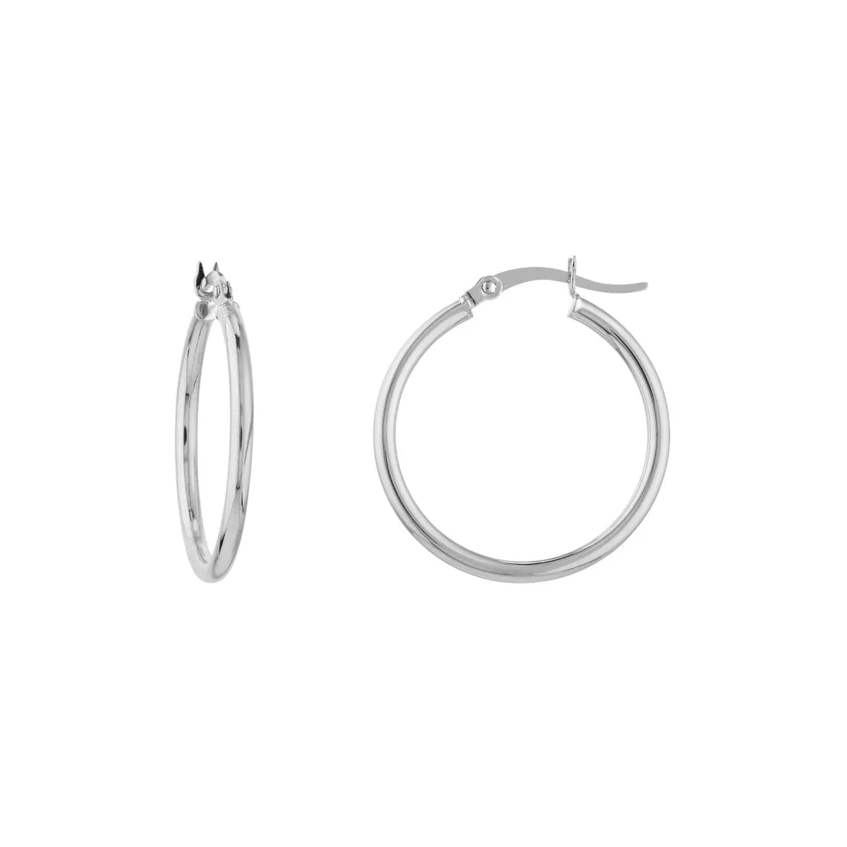 35mm Lightweight Hoop Earrings in White Gold