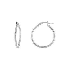 35mm Lightweight Hoop Earrings in White Gold