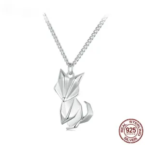 925 Sterling Silver Little Fox Pendant Necklace Flat Animal Neck Chain for Women Birthday Gift Simple Fine Jewelry