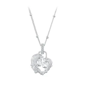 925 Sterling Silver Mom and Son Pendant Necklace Heart-shaped Necklace for Women Fine Jewelry Gift