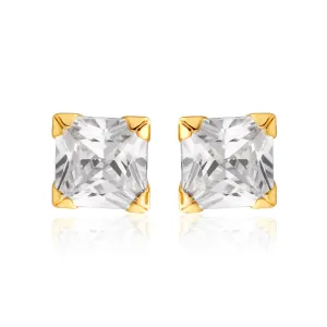 9ct Yellow Gold Cubic Zirconia 4mm Princess Stud Earrings