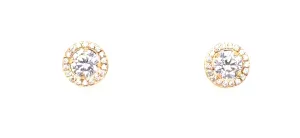 9ct Yellow Gold Cz Halo Stud Earrings