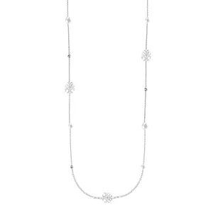 Adorned Pearl Logo Station Necklace in Silver