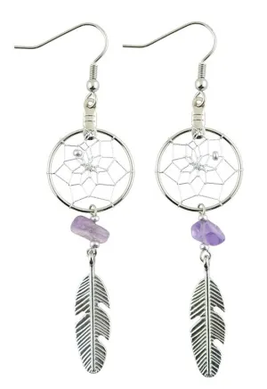 Amethyst Dreamcatcher Earrings Handmade in Canada