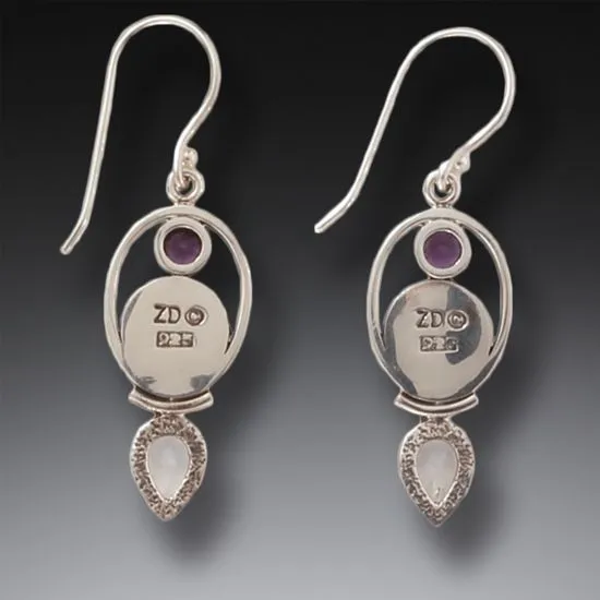 ANCIENT IVORY, AMETHYST, MOONSTONE EARRINGS- FINDING BALANCE