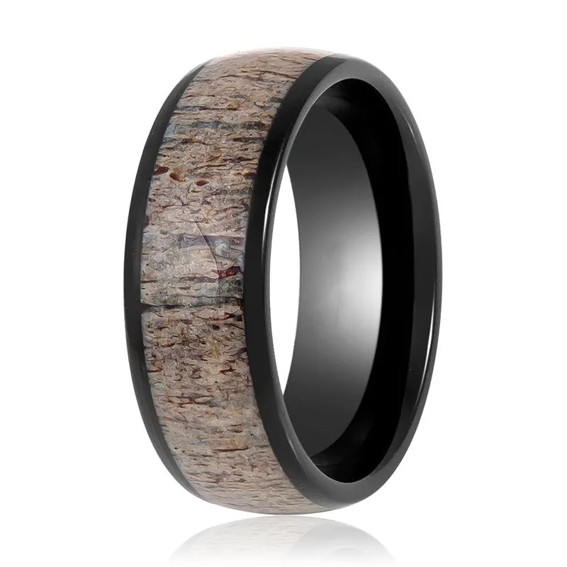 ARNEB | Tungsten Ring Deer Antler Inlay