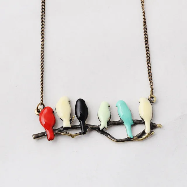 Artilady new lovely bird on branch necklace fashion pendant women necklace jewelry NM