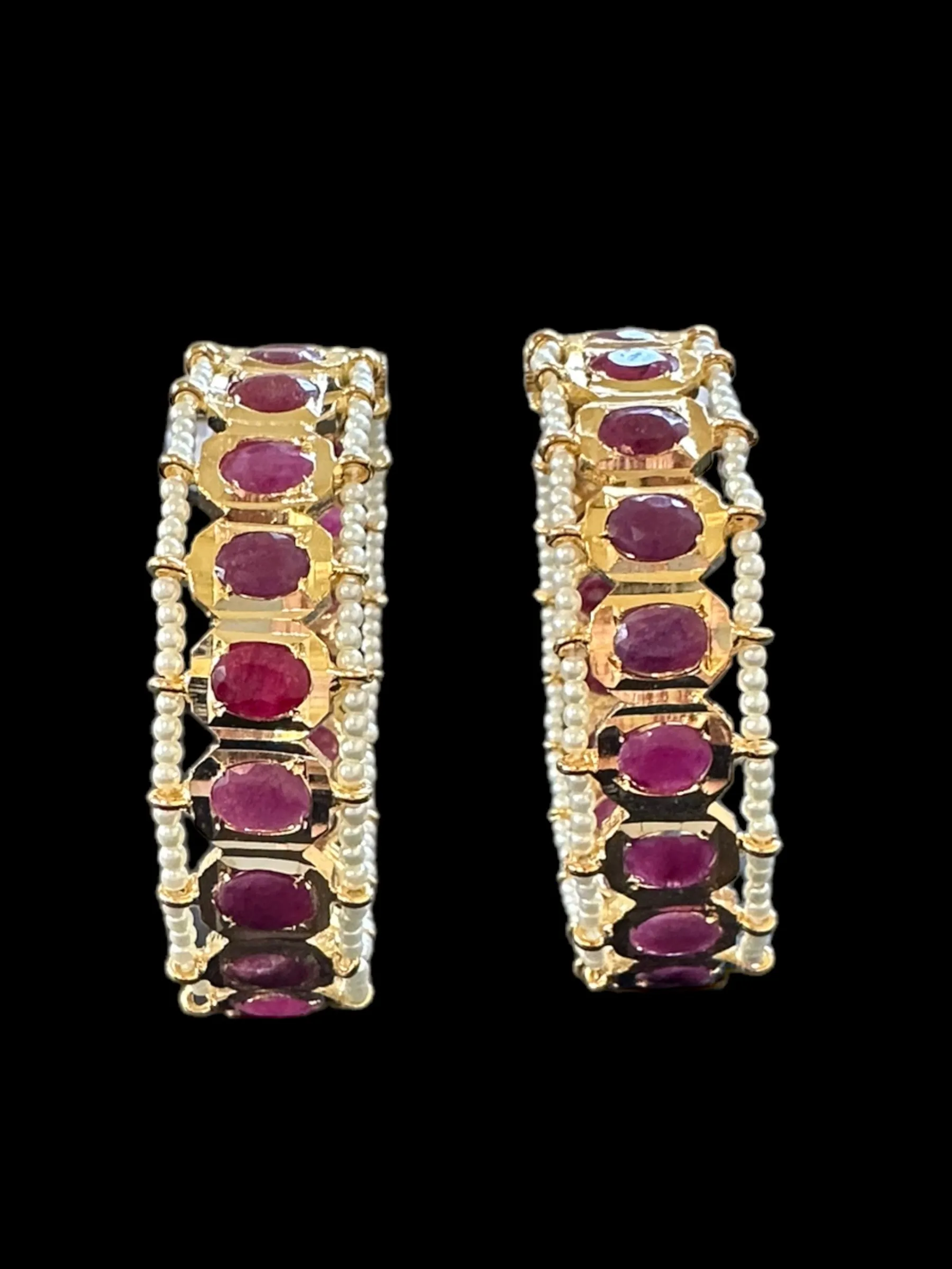 B156 Hyderabadi gold plated bangles in Ruby ( READY TO SHIP )