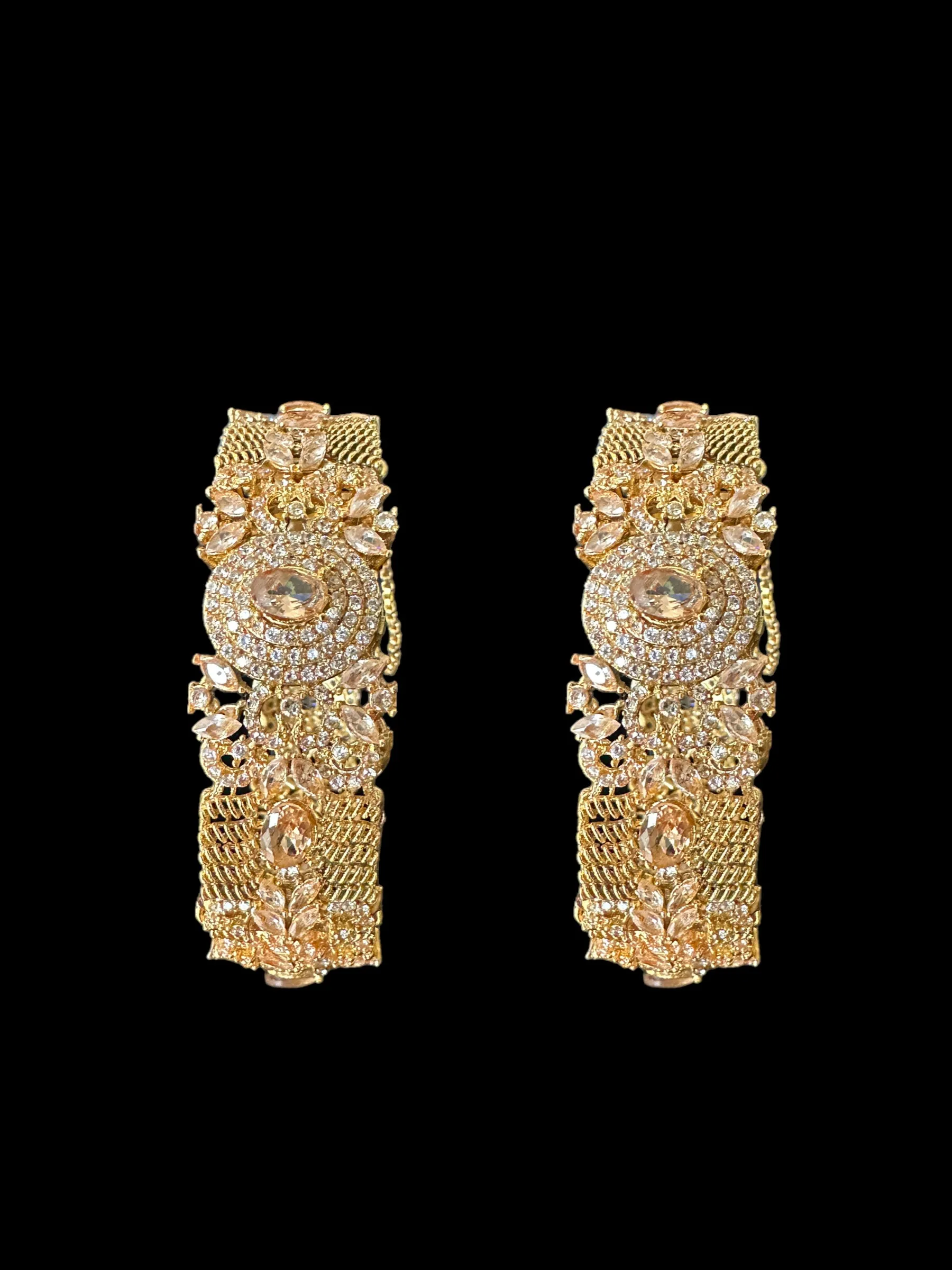 B173 Aria zircon bangles , one pair , openable    B15 ( READY TO SHIP )