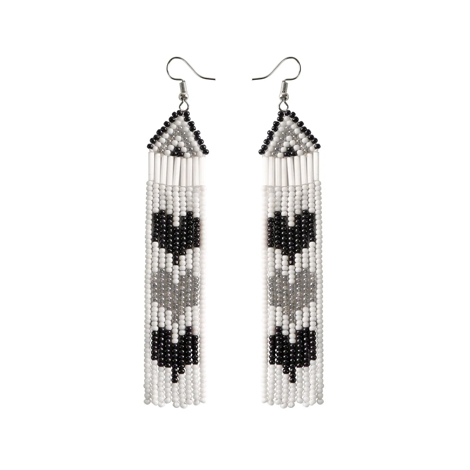 Beaded Heart Fringe Earrings