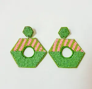 Beaded Hexagon Earrings