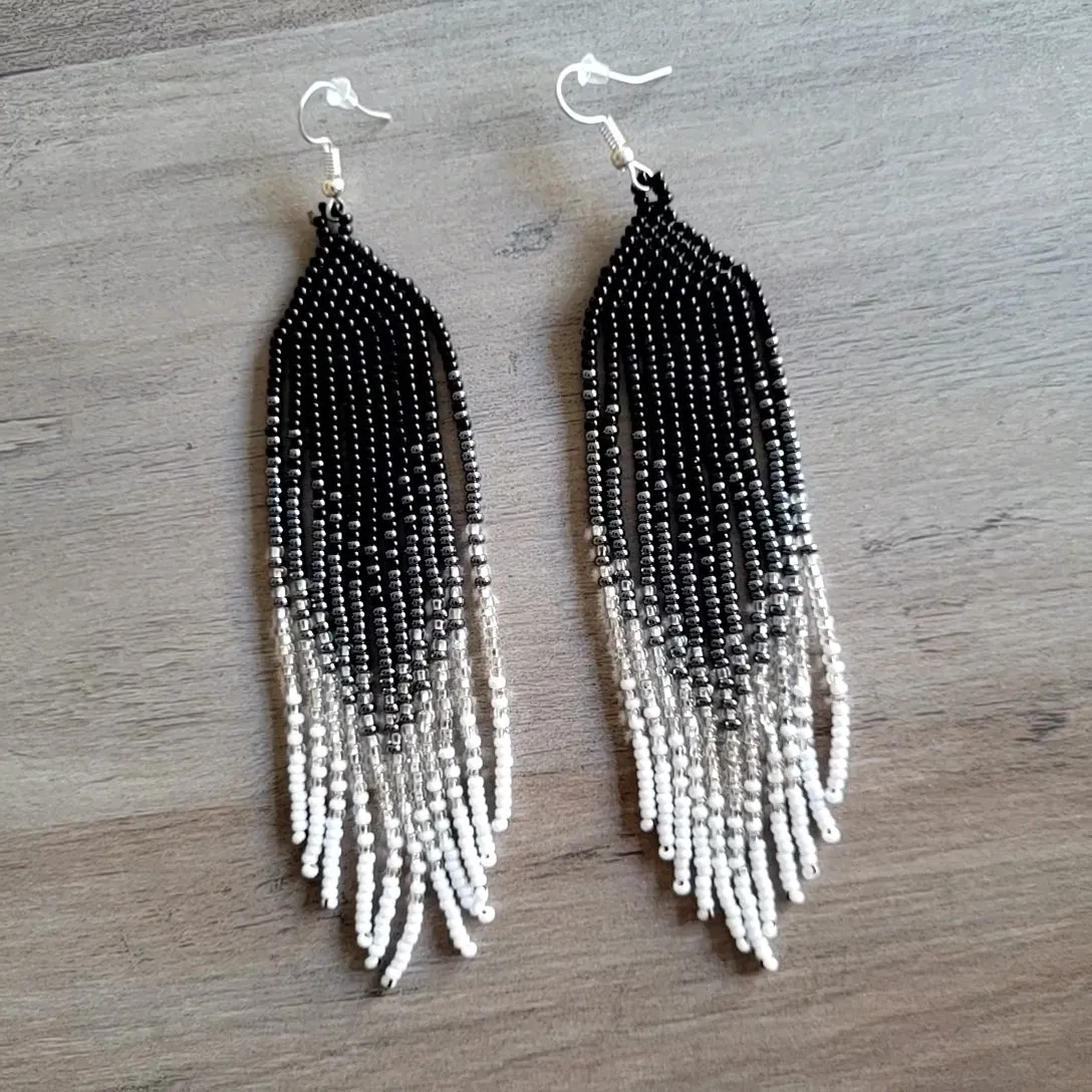 Beaded Ombre Fringe Earrings