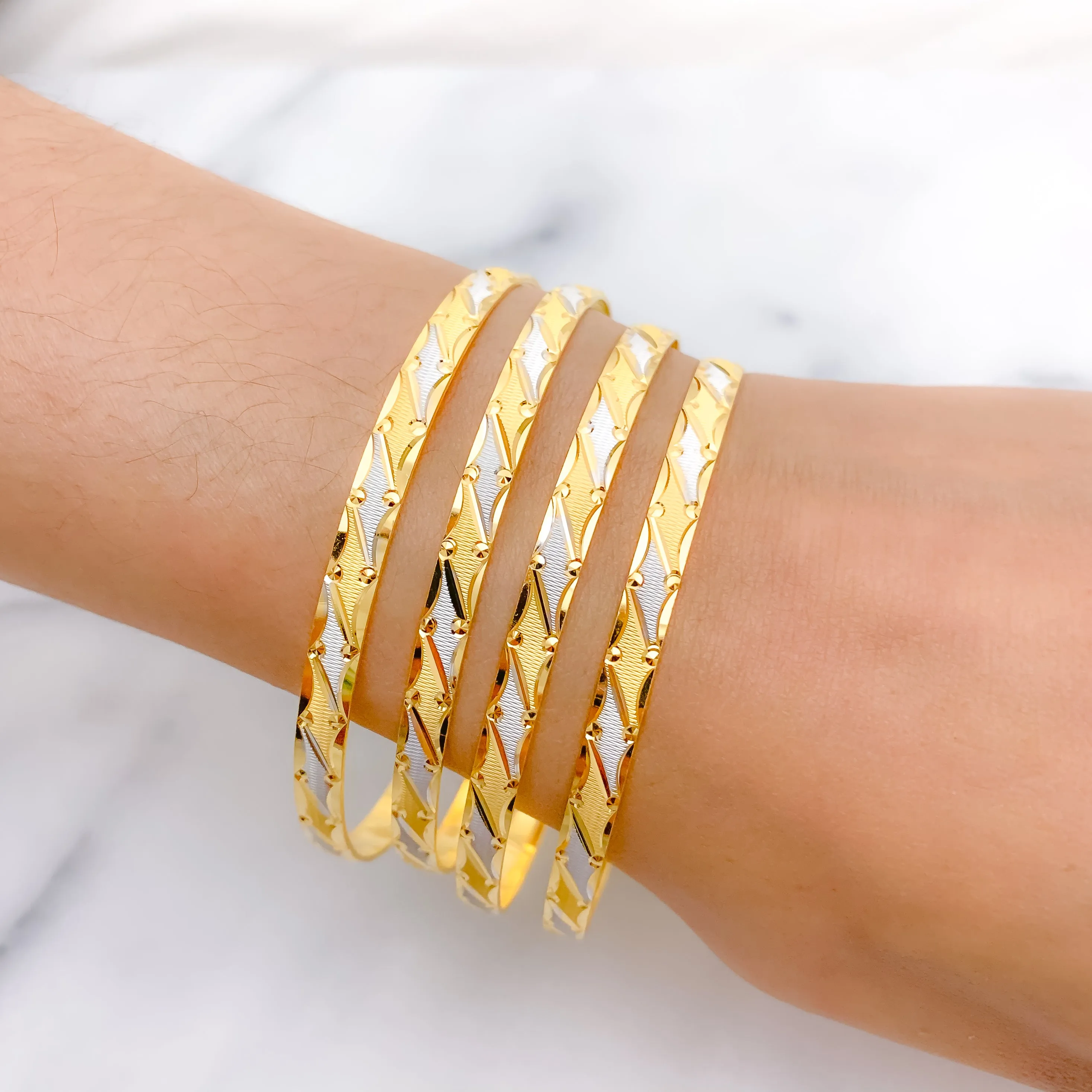 Beautiful Alternating Two-Tone Bangles