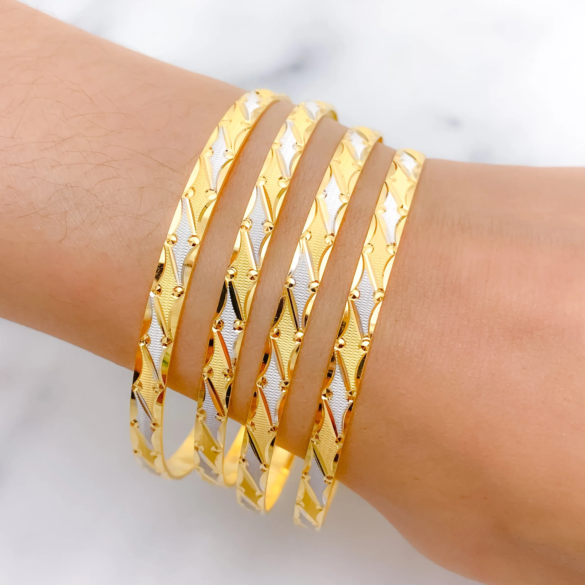 Beautiful Alternating Two-Tone Bangles