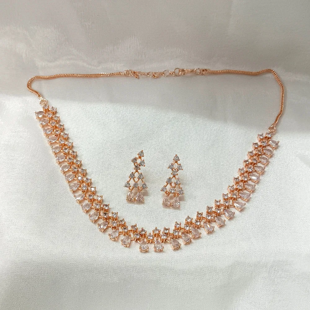 Bhavi Jewels Rose Gold Plated Necklace Set